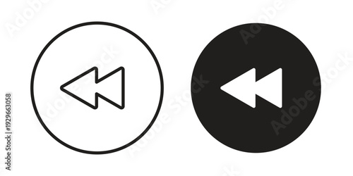 Rewind button icons collection glyph and mixed vector Illustrations
