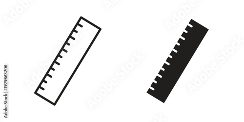 Ruler icons collection glyph and mixed vector Illustrations