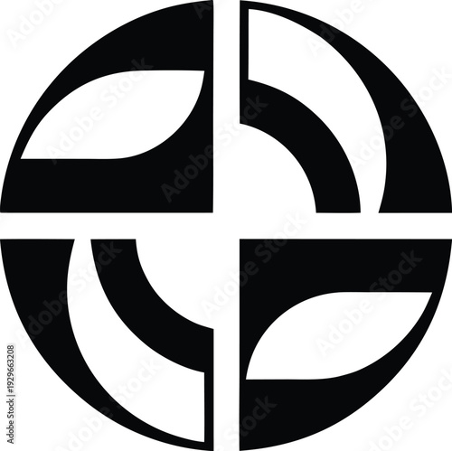 Konstfotografi Geometric Circular Abstract Logo with Symmetrical Quadrants for Corporate Brandi