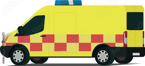 Emergency response vehicle angled rear side view illustration
