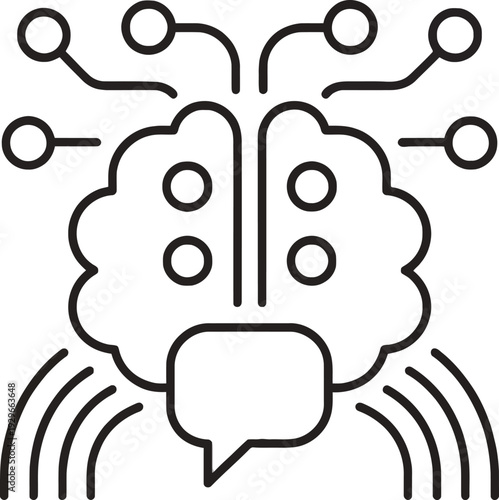 Creative illustration of a brain with neural network and speech bubble Vector
