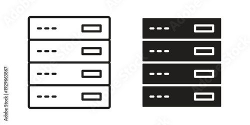 Server rack icons collection glyph and mixed vector Illustrations
