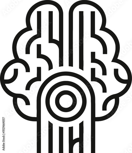 Abstract brain tree symbol representing connection between nature and human cognition Vector