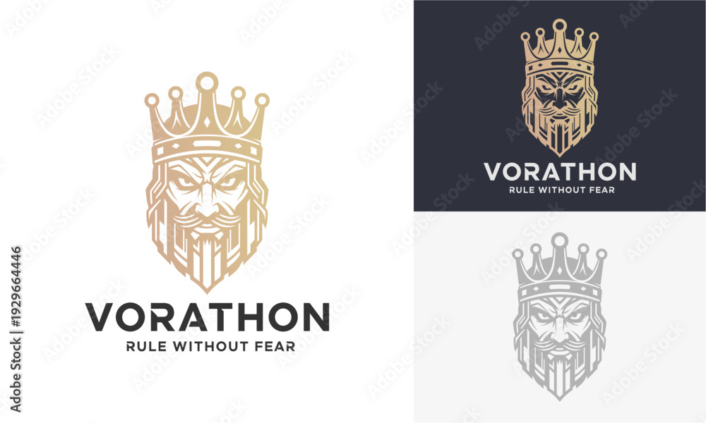 Fototapeta premium Regal Lion Logos with Crown Emblems and Typography Variations