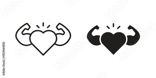 Strong heart icons collection glyph and mixed vector Illustrations