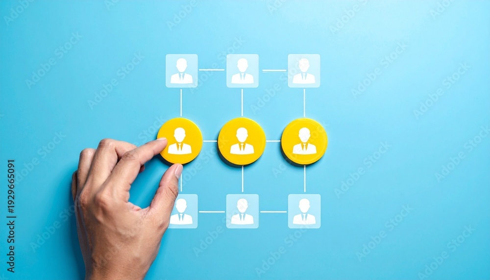 Fototapeta premium Organizational Structure Visualization: Interactive Hierarchy with Person Icons