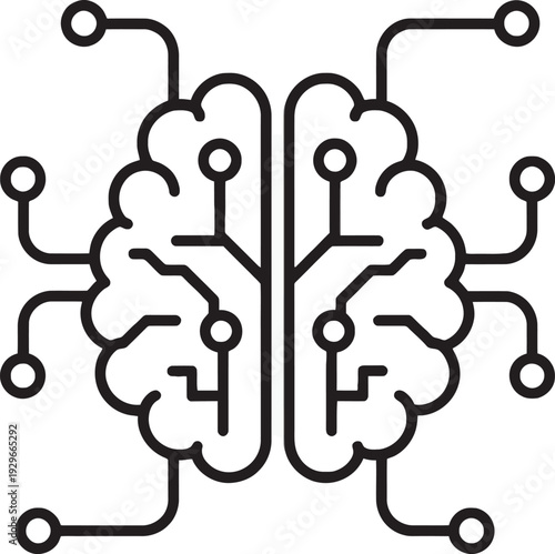 Interconnected brain circuits symbolizing artificial intelligence and neural networks Vector