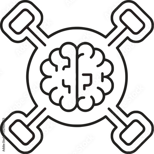 Interconnected neural networks symbolizing advanced cognitive technology and brain-machine interfaces Vector