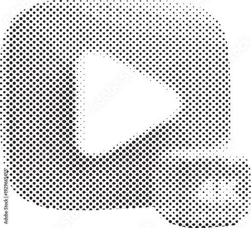 VECTOR Halftone play button icon symbolizing media playback 4k control interface element design