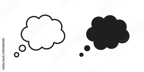 Think bubble icons collection glyph and mixed vector Illustrations