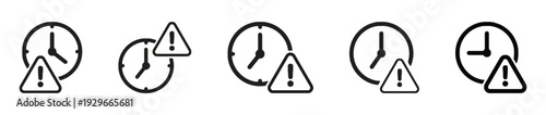 Clock icons with warning signs indicating urgent time or alerts