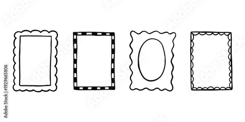 Collection of decorative frames with playful borders for scrapbooking or invitations