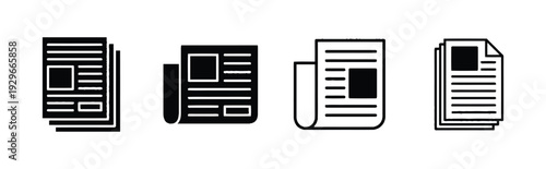Collection of document icons depicting paper pages and reading material