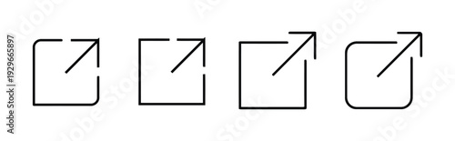 Collection of four external link or new window icons with arrows and squares