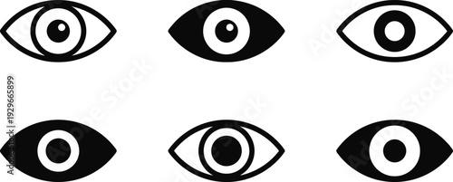 Collection of eye icons for visibility privacy and status indicators