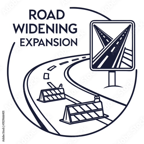 Canvas Print Road widening expansion project with construction