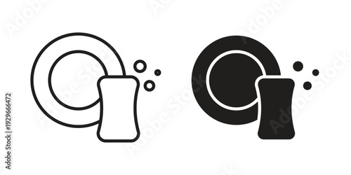 Washing dishes icons collection glyph and mixed vector Illustrations