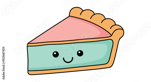 Wallpaper Mural Cute cartoon pie slice celebrating Pi Day with smiling face Torontodigital.ca