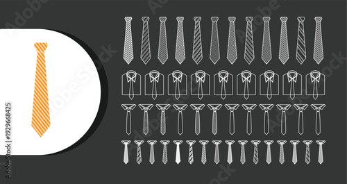 Collection of elegant men's neckties in various patterns and designs