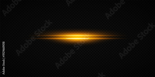 Glowing Golden Star Light Effect with Sparkle Rays and Lens Flare Illumination on Transparent Background