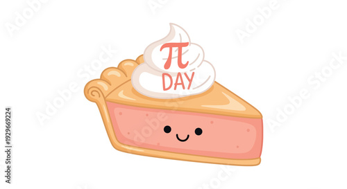 Wallpaper Mural Happy Pi Day pie slice with whipped cream and smiling face Torontodigital.ca