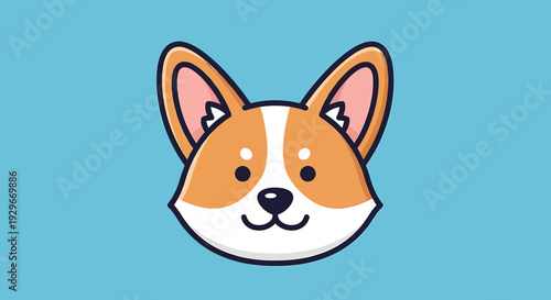Corgi dog face cartoon illustration