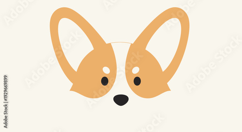 Corgi face illustration, cute dog ears and eyes