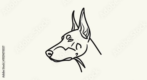 dog head sketch, doberman profile