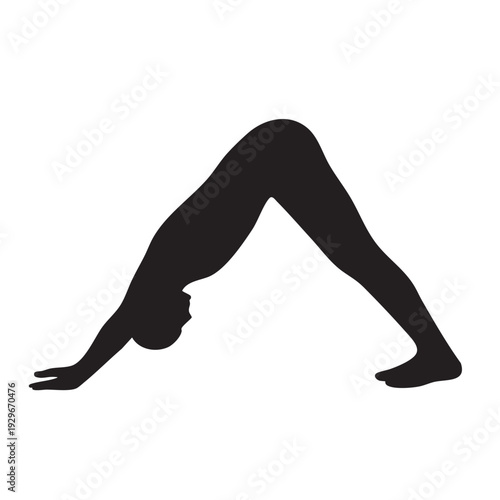 Downward Facing Dog Yoga Pose Silhouette Vector