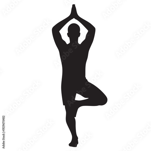 Silhouette of Person Standing in Tree Yoga Pose