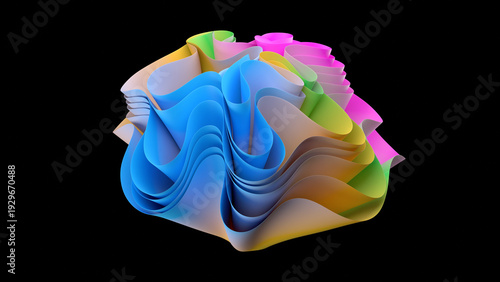 An abstract flower made of folded fabric looks dynamic and voluminous. Perfect for designing websites, posters and creative projects.