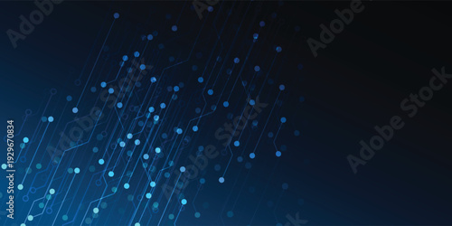 Digital network blue abstract dots and lines circuit board pattern technology background concept