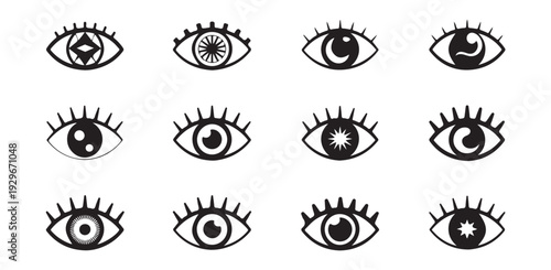 Set of cute evil eye protection symbols. lovely mystic eyes isolated on white background