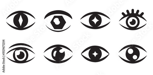 Set of simple eye symbols. minimalist graphic elements isolated on white background