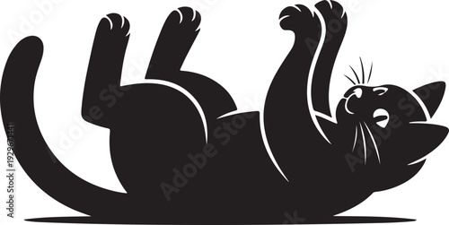 Cat Rolling on Back Silhouette