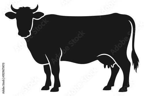 Cow black silhouette vector isolated on white background