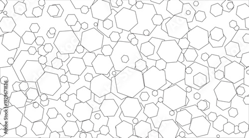 Abstract white and black geometric pattern with dashed hexagonal shapes for modern tech background design