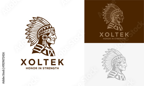 Native American warrior emblem illustration showcasing honor in strength from a side profile viewpoint