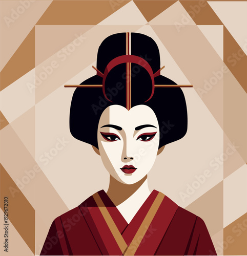 geisha portrait vector