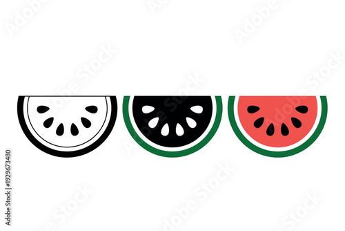 Watermelon slices in different colors