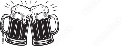 Beer Mugs Toasting Silhouette Vector Design