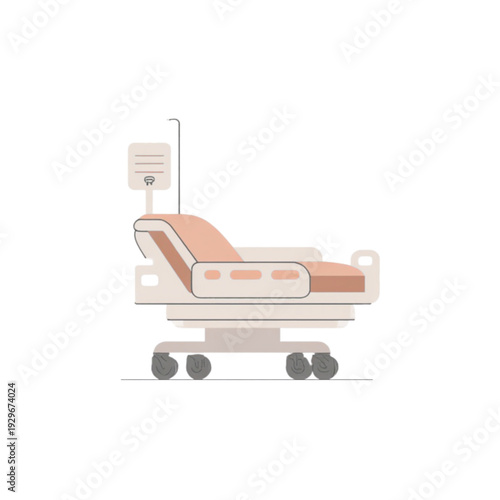 Medical Bed with IV Pole and Monitor on Wheels for Hospital or Clinic Use