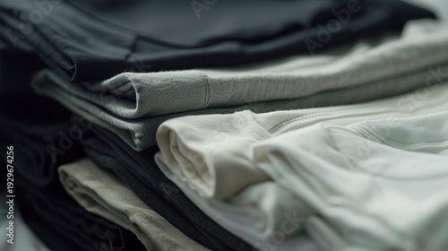 A photo of neatly folded cotton shirts.