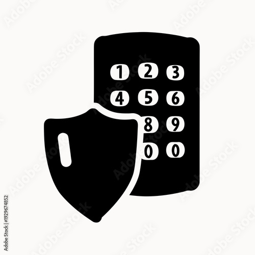 Secure numeric keypad with protective shield for safe access