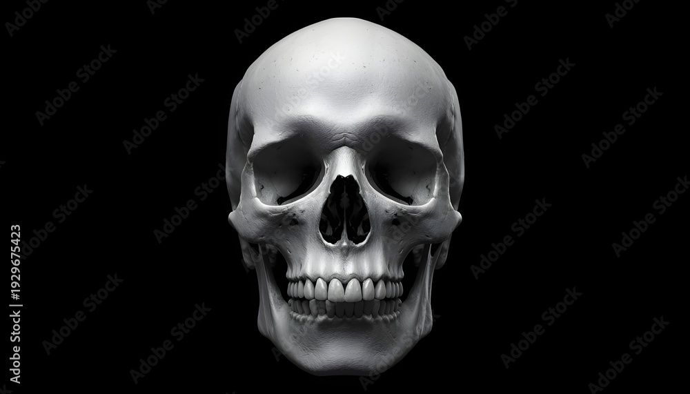 Fototapeta premium A close-up view of a human skull on a black background