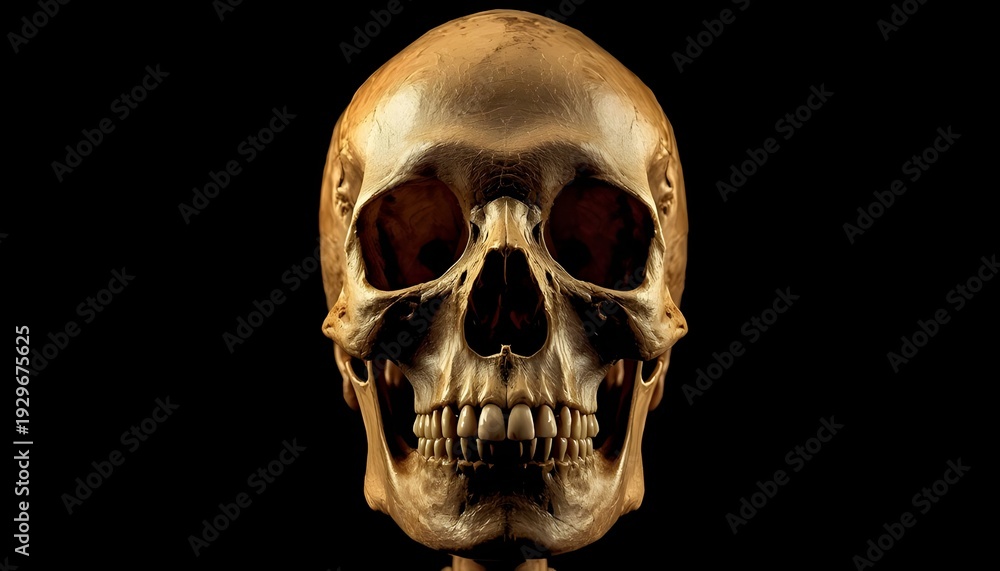Fototapeta premium A close-up view of a human skull on a black background
