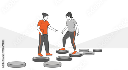 Healthcare Professional Assisting Patient with Physical Therapy Steps