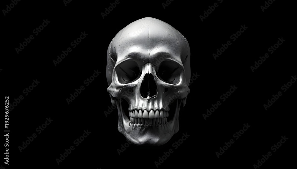 Obraz premium A close-up of a human skull on a black background