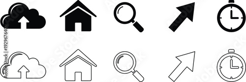 A collection of 8 icons featuring various symbols and objects