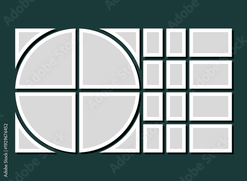 Template collage of sixteen frames, images, photo